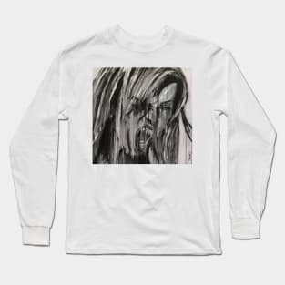 Female expressing rage posing in  portrait painted with drip style Long Sleeve T-Shirt